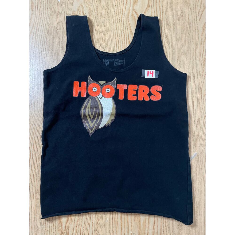B31-14 Hooters Girl Uniform Rare Tank Black size Small Cotton spandex